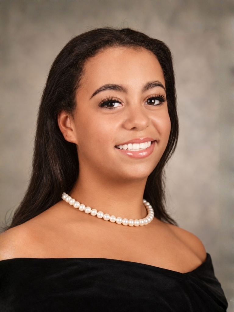 smiling woman with statement jewelry